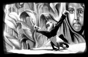 360 Breakdancing in front of mural
